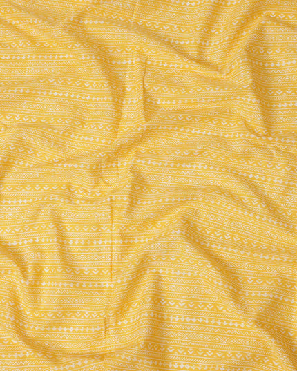 Yellow Stripe Cotton Lawn Printed Fabric 110cm India