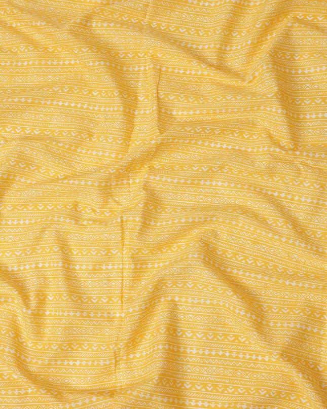 Yellow Stripe Cotton Lawn Printed Fabric 110cm India