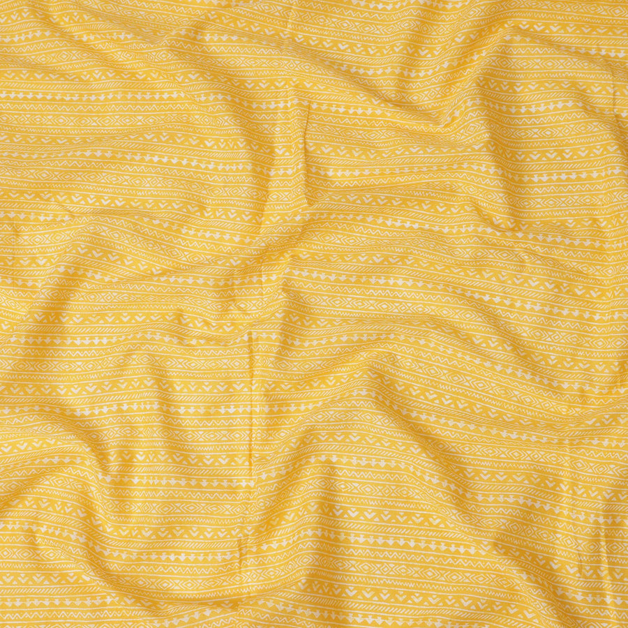 Yellow Stripe Cotton Lawn Printed Fabric 110cm India