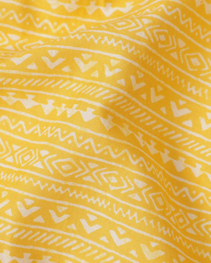 Yellow Stripe Cotton Lawn Printed Fabric 110cm India