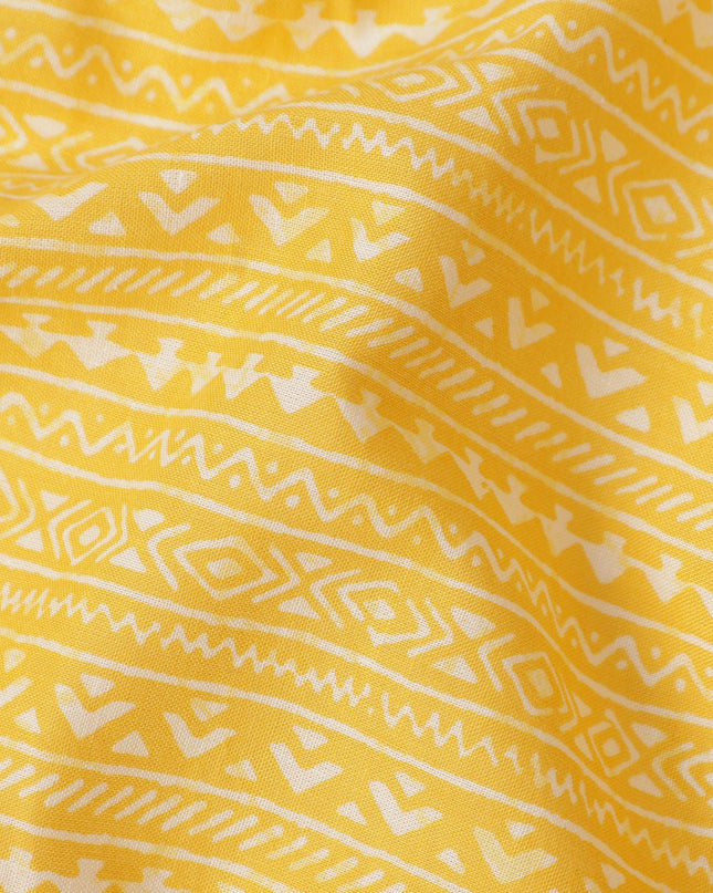 Yellow Stripe Cotton Lawn Printed Fabric 110cm India