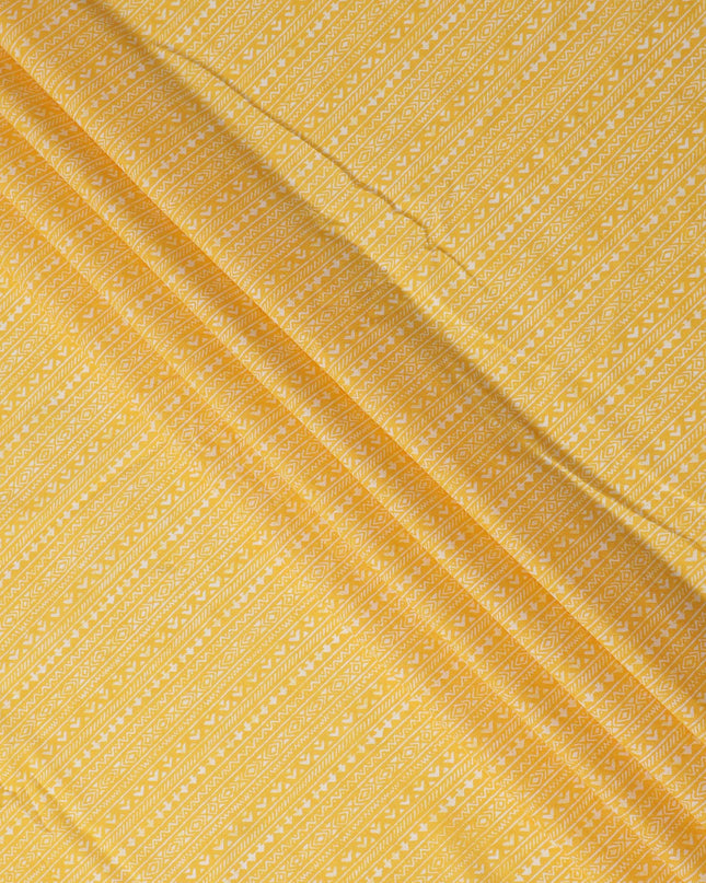Yellow Stripe Cotton Lawn Printed Fabric 110cm India