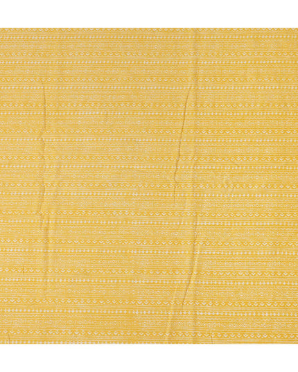 Yellow Stripe Cotton Lawn Printed Fabric 110cm India
