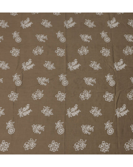 Brown Bouquet Cotton Lawn Printed Fabric 110cm India