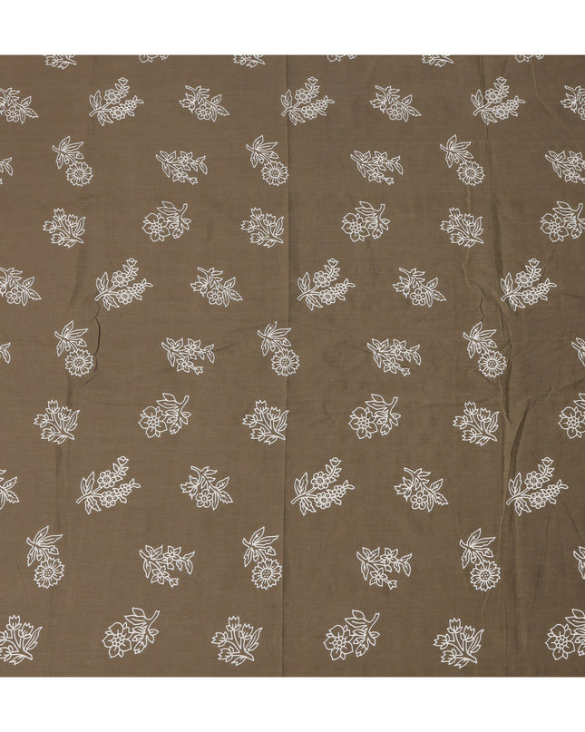 Brown Bouquet Cotton Lawn Printed Fabric 110cm India