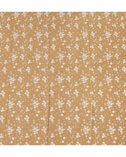 Brown Floral Cotton Lawn Printed Fabric 110cm India