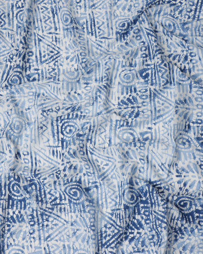 Blue Abstract Cotton Lawn Printed Fabric 110cm India