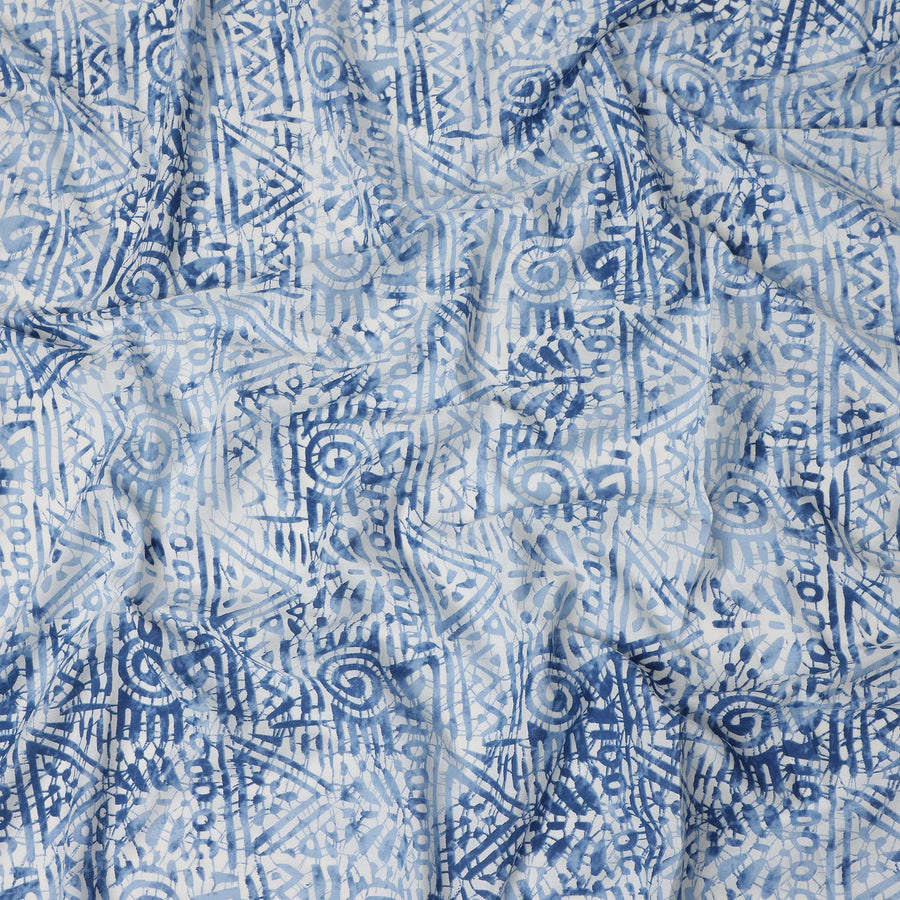 Blue Abstract Cotton Lawn Printed Fabric 110cm India