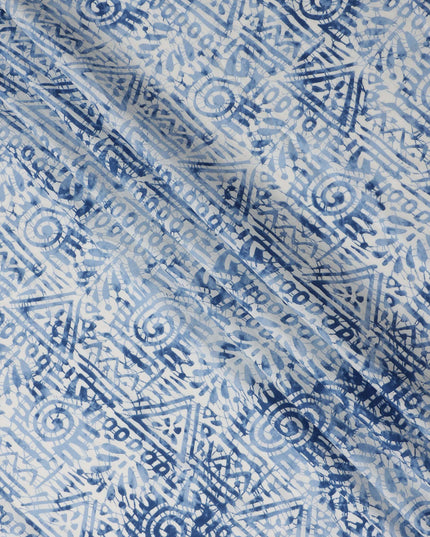 Blue Abstract Cotton Lawn Printed Fabric 110cm India