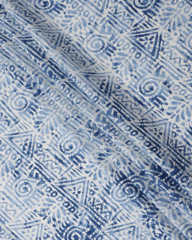Blue Abstract Cotton Lawn Printed Fabric 110cm India