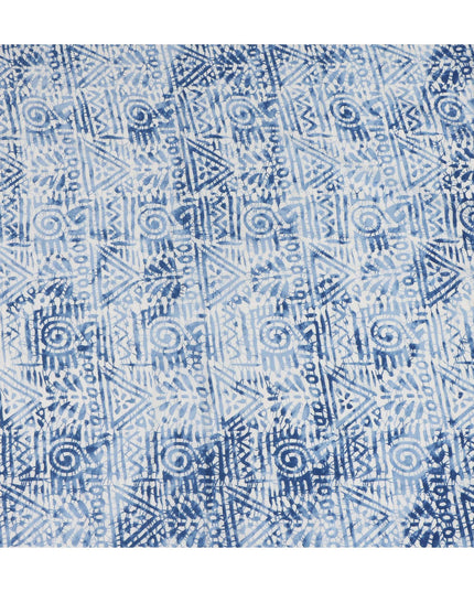 Blue Abstract Cotton Lawn Printed Fabric 110cm India