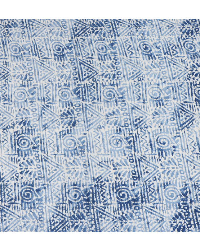 Blue Abstract Cotton Lawn Printed Fabric 110cm India