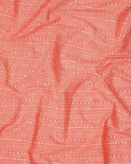Orange Stripe Cotton Lawn Printed Fabric 110cm India