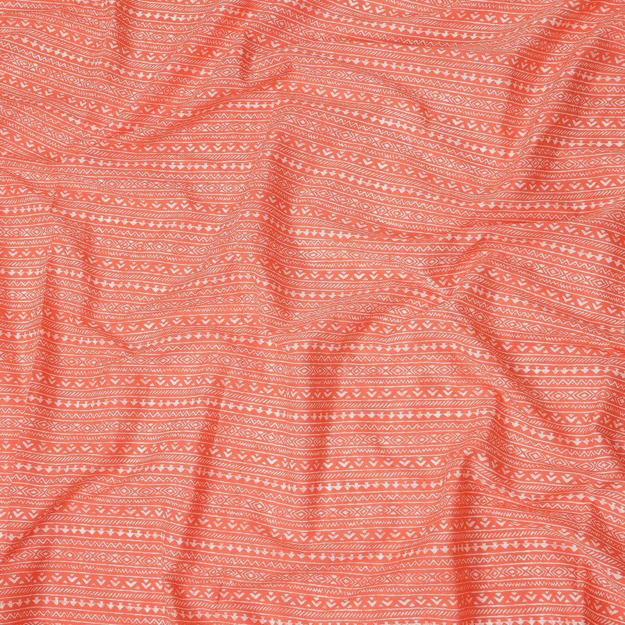 Orange Stripe Cotton Lawn Printed Fabric 110cm India