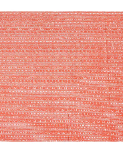 Orange Stripe Cotton Lawn Printed Fabric 110cm India