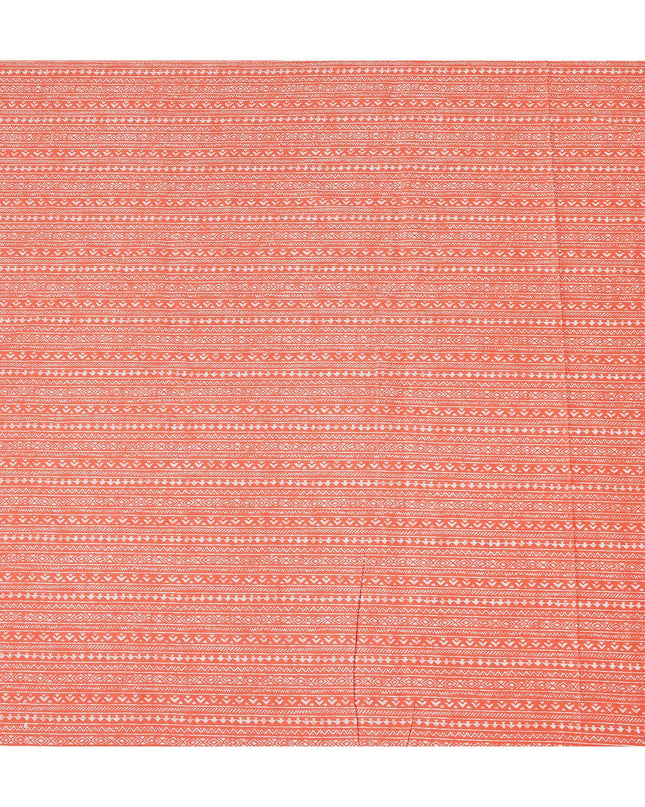 Orange Stripe Cotton Lawn Printed Fabric 110cm India