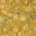 Yellow Floral Cotton Lawn Printed Fabric 110cm India
