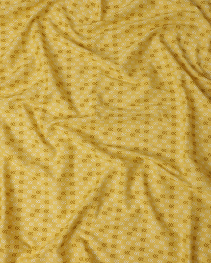 Yellow Abstract Cotton Lawn Printed Fabric 110cm India