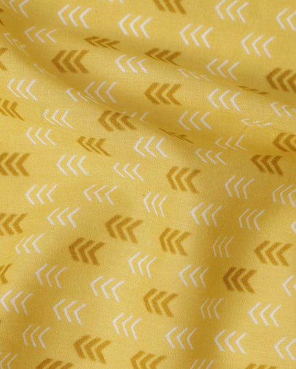 Yellow Abstract Cotton Lawn Printed Fabric 110cm India