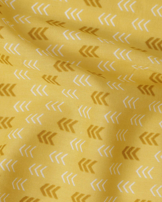 Yellow Abstract Cotton Lawn Printed Fabric 110cm India