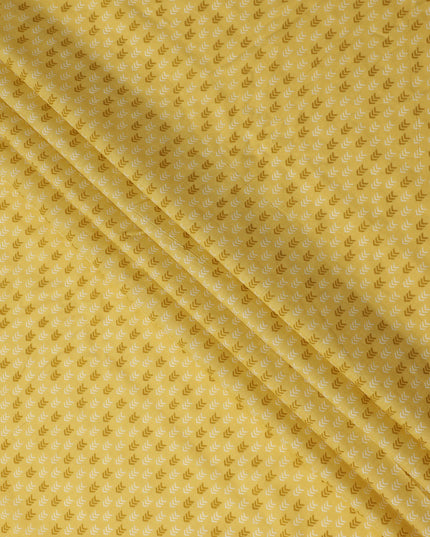 Yellow Abstract Cotton Lawn Printed Fabric 110cm India