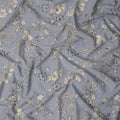 Grey Floral Cotton Lawn Printed Fabric 110cm India