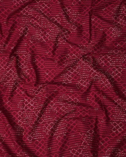 Red Geometric Cotton Lawn Printed Fabric 110cm India