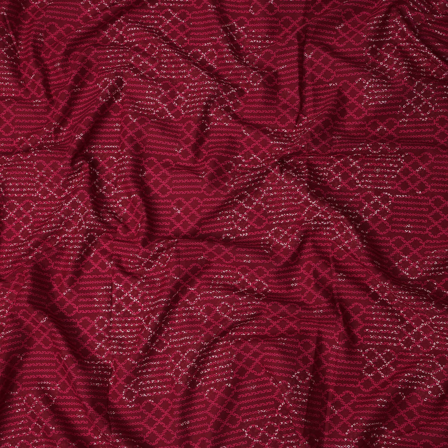Red Geometric Cotton Lawn Printed Fabric 110cm India