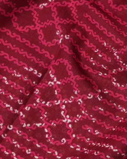 Red Geometric Cotton Lawn Printed Fabric 110cm India