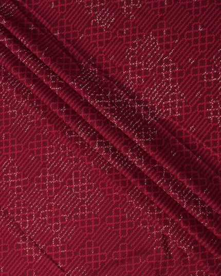 Red Geometric Cotton Lawn Printed Fabric 110cm India