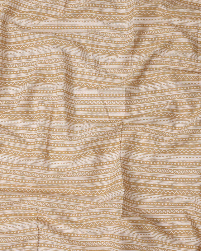 Beige Stripe Cotton Lawn Printed Fabric 110cm India