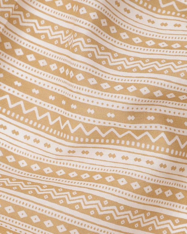 Beige Stripe Cotton Lawn Printed Fabric 110cm India