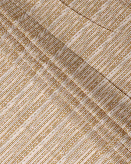 Beige Stripe Cotton Lawn Printed Fabric 110cm India