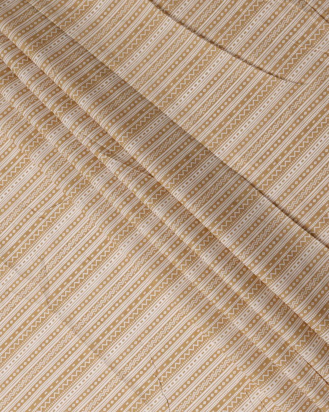 Beige Stripe Cotton Lawn Printed Fabric 110cm India