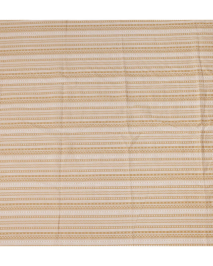 Beige Stripe Cotton Lawn Printed Fabric 110cm India