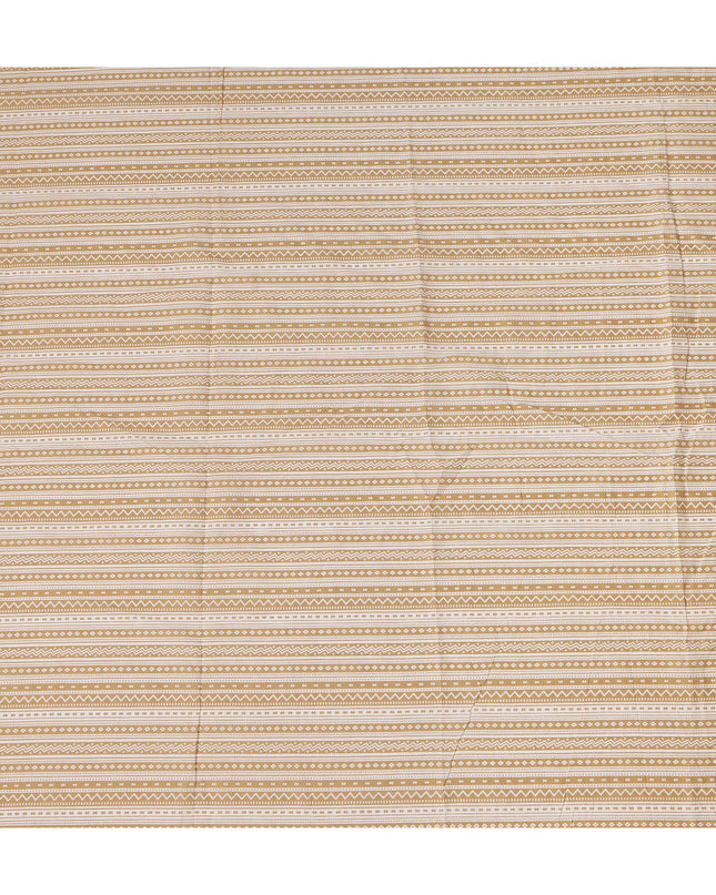 Beige Stripe Cotton Lawn Printed Fabric 110cm India