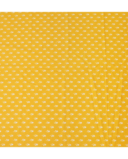 Yellow Floral Cotton Lawn Printed Fabric 110cm India