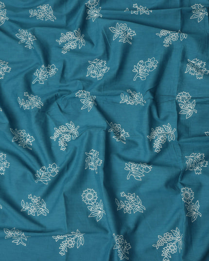 Blue Bouquet Cotton Lawn Printed Fabric 110cm India