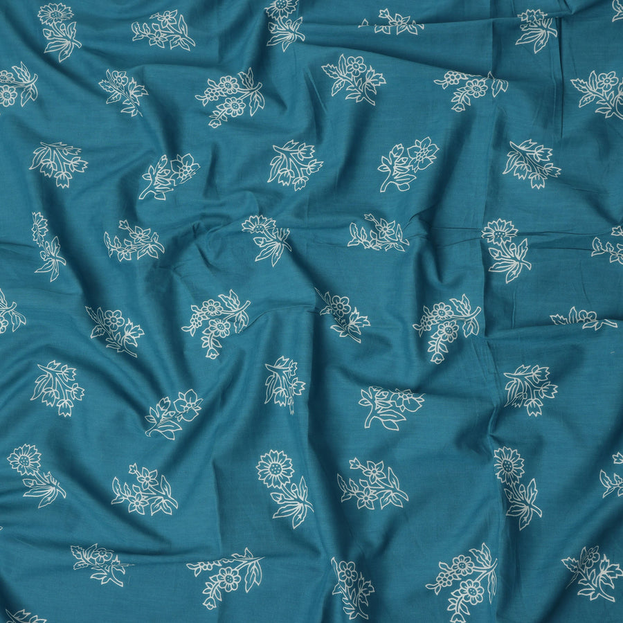 Blue Bouquet Cotton Lawn Printed Fabric 110cm India