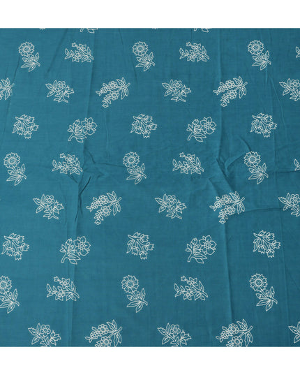 Blue Bouquet Cotton Lawn Printed Fabric 110cm India