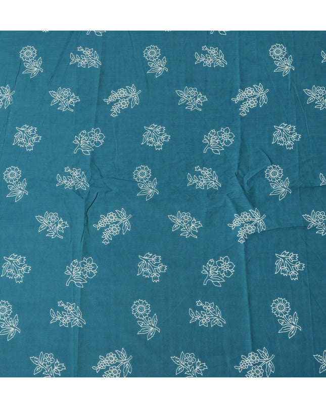 Blue Bouquet Cotton Lawn Printed Fabric 110cm India