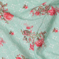 Green Bouquet Cotton Voile Fabric 110cm India
