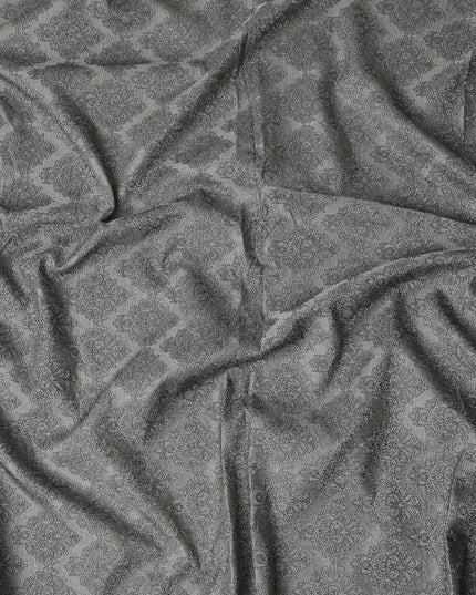 Steel Grey Synthetic Tussar Embroidery Fabric 110cm