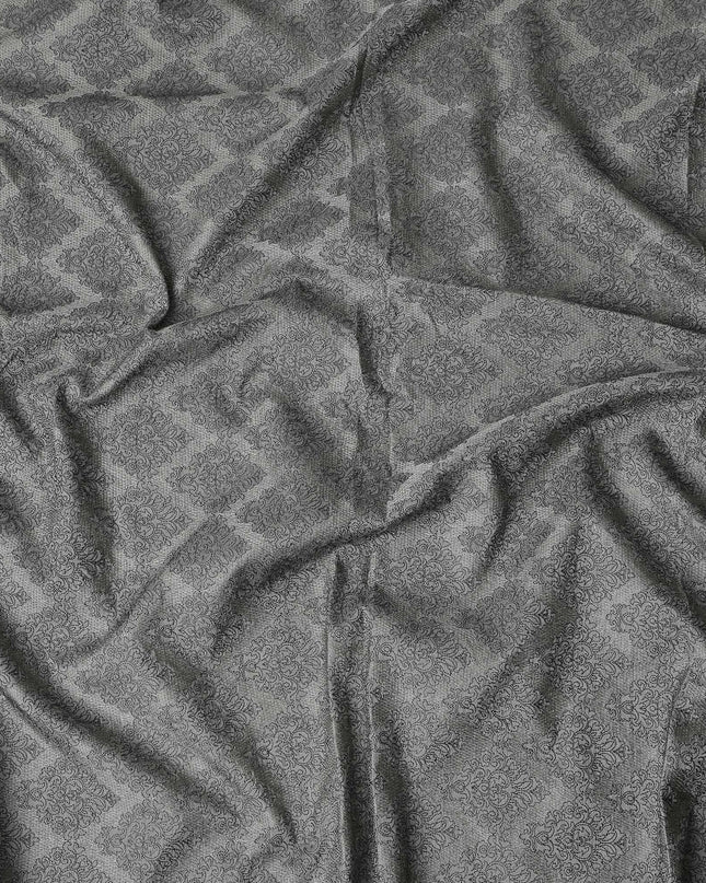 Steel Grey Synthetic Tussar Embroidery Fabric 110cm