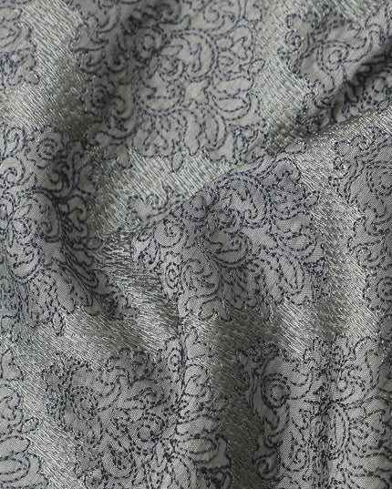 Steel Grey Synthetic Tussar Embroidery Fabric 110cm
