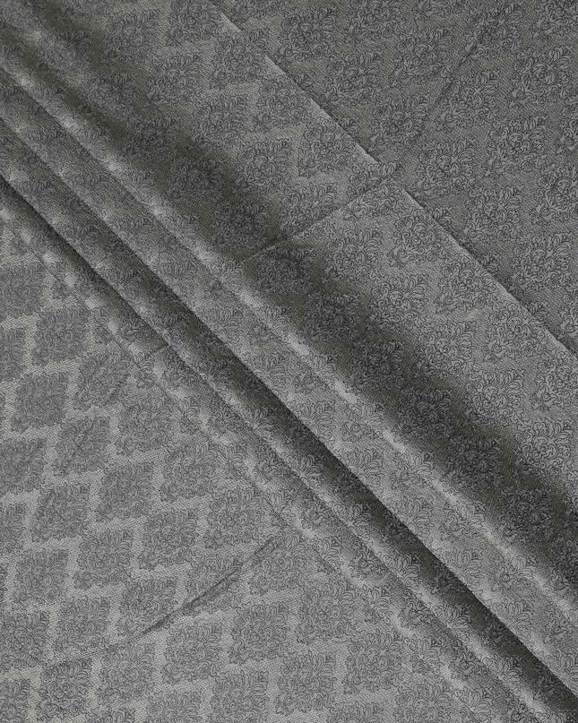 Steel Grey Synthetic Tussar Embroidery Fabric 110cm