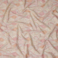 Peach Pink Paisley Embroidery Tussar Silk Fabric 110cm India