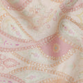 Peach Pink Paisley Embroidery Tussar Silk Fabric 110cm India
