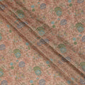 Peach Floral Embroidery Synthetic Organza Fabric 110cm India