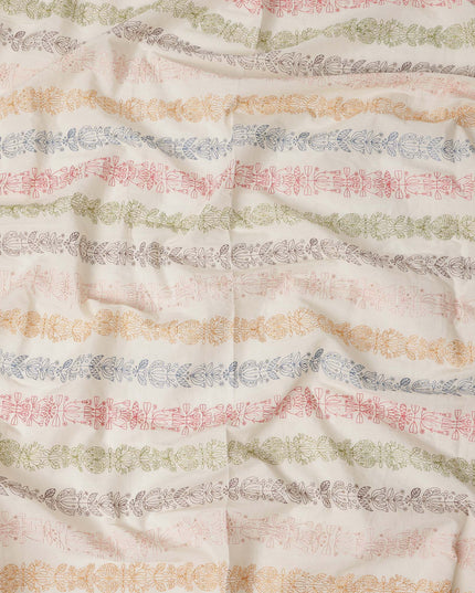 Multicolor Stripe Cotton Voile Fabric 110cm India